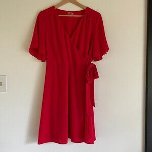 Red V-Neck Dress
